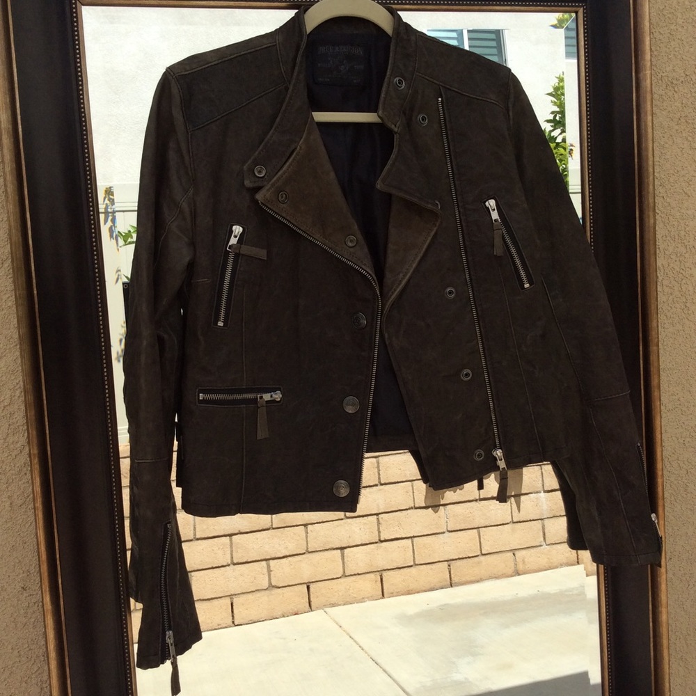TRUE RELIGION FAUX LEATHER COAT